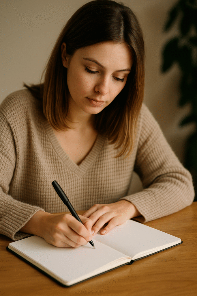 Femme concentrée en train d’écrire une question pour sa consultation de voyance par mail
