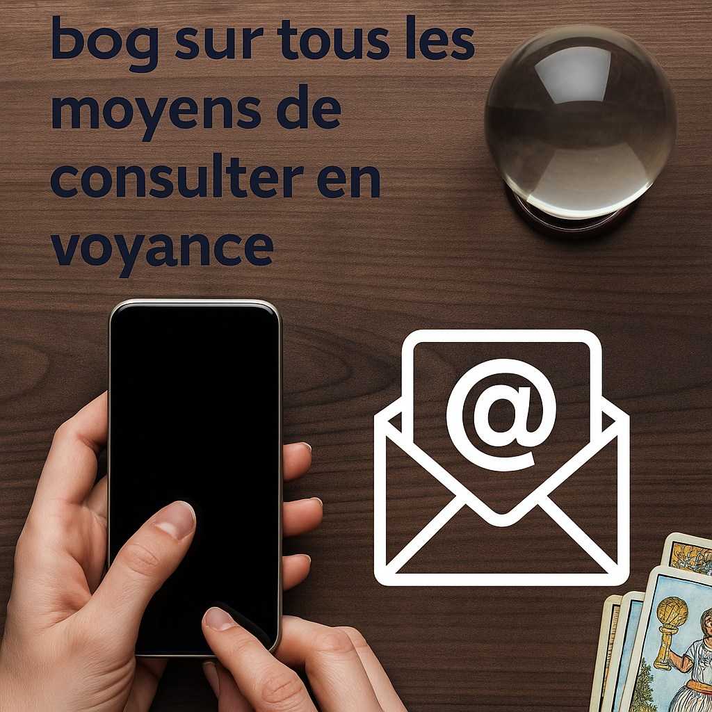 alt="Illustration des différents types de voyance : téléphone, mail, cabinet, SMS, tchat"